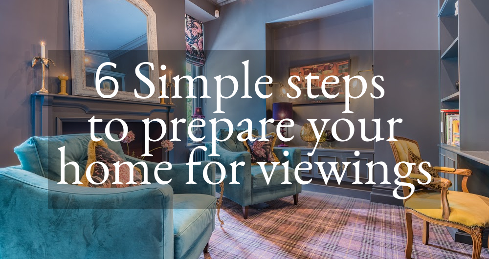 living room with caption '6 simple steps to prepare your home for viewings'